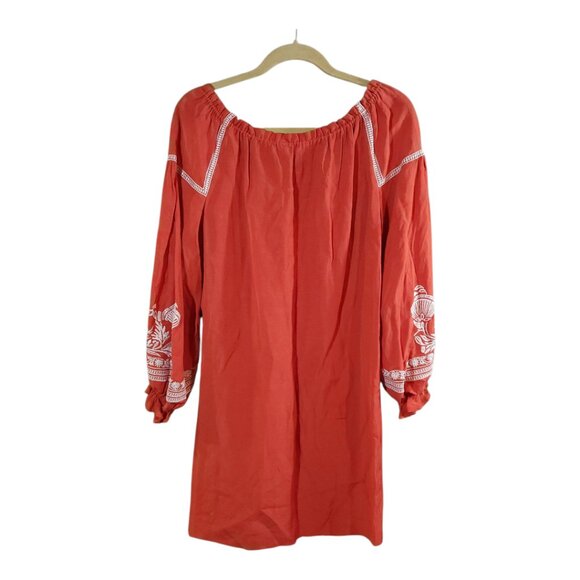 Maje Ramette Embroidered Long Sleeve Linen Blend Shift Dress Women's 1 / Small - Picture 8 of 10